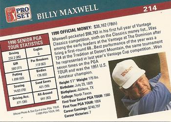 1991 Pro Set PGA Tour #214 Billy Maxwell Back