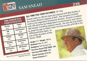 1991 Pro Set PGA Tour #235 Sam Snead Back