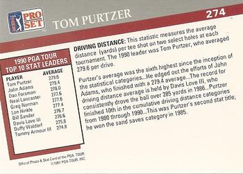 1991 Pro Set PGA Tour #274 Tom Purtzer Back