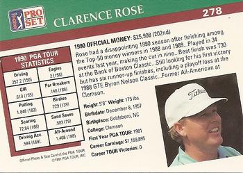 1991 Pro Set PGA Tour #278 Clarence Rose Back