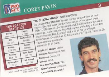1991 Pro Set PGA Tour #3 Corey Pavin Back
