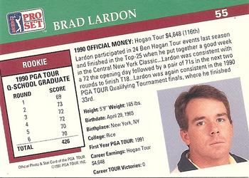 1991 Pro Set PGA Tour #55 Brad Lardon Back