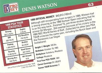 1991 Pro Set PGA Tour #63 Denis Watson Back