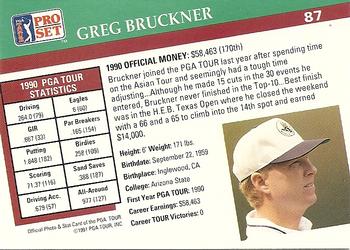 1991 Pro Set PGA Tour #87 Greg Bruckner Back