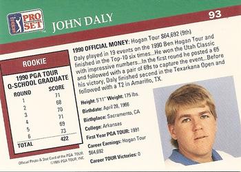 1991 Pro Set PGA Tour #93 John Daly Back