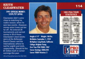1992 Pro Set PGA Tour #114 Keith Clearwater Back