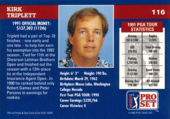 1992 Pro Set PGA Tour #116 Kirk Triplett Back