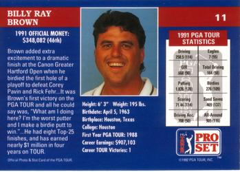 1992 Pro Set PGA Tour #11 Billy Ray Brown Back