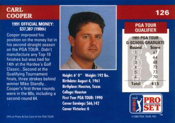 1992 Pro Set PGA Tour #126 Carl Cooper Back