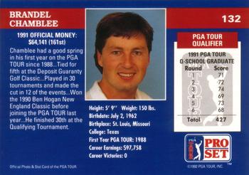 1992 Pro Set PGA Tour #132 Brandel Chamblee Back