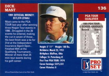 1992 Pro Set PGA Tour #136 Dick Mast Back