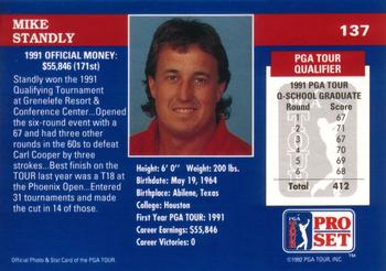 1992 Pro Set PGA Tour #137 Mike Standly Back