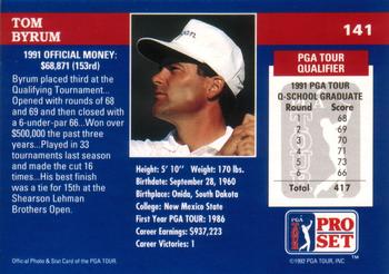 1992 Pro Set PGA Tour #141 Tom Byrum Back
