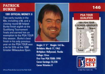 1992 Pro Set PGA Tour #146 Patrick Burke Back
