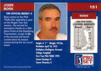 1992 Pro Set PGA Tour #151 John Ross Back