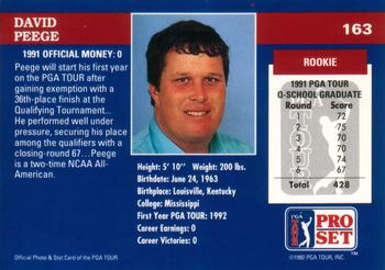 1992 Pro Set PGA Tour #163 David Peege Back