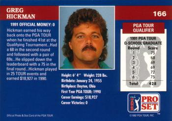 1992 Pro Set PGA Tour #166 Greg Hickman Back