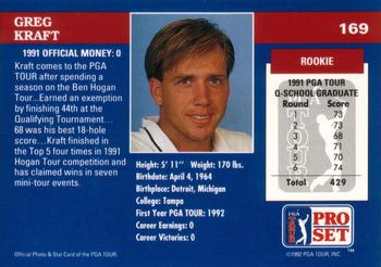 1992 Pro Set PGA Tour #169 Greg Kraft Back