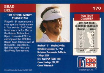 1992 Pro Set PGA Tour #170 Brad Bell Back