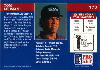 1992 Pro Set PGA Tour #173 Tom Lehman Back
