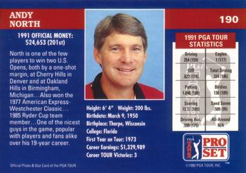 1992 Pro Set PGA Tour #190 Andy North Back