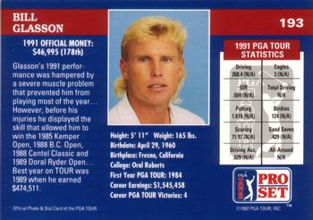 1992 Pro Set PGA Tour #193 Bill Glasson Back