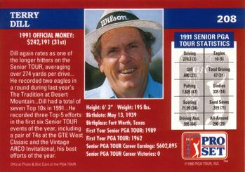 1992 Pro Set PGA Tour #208 Terry Dill Back