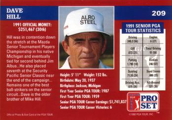 1992 Pro Set PGA Tour #209 Dave Hill Back
