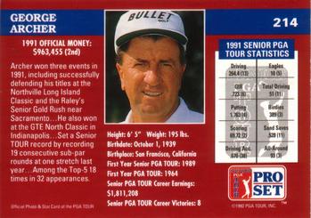 1992 Pro Set PGA Tour #214 George Archer Back