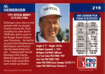 1992 Pro Set PGA Tour #219 Al Geiberger Back