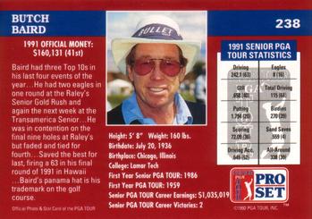 1992 Pro Set PGA Tour #238 Butch Baird Back