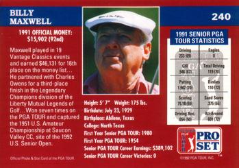 1992 Pro Set PGA Tour #240 Billy Maxwell Back