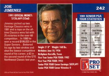 1992 Pro Set PGA Tour #242 Joe Jimenez Back