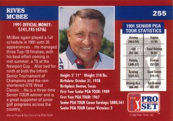 1992 Pro Set PGA Tour #255 Rives McBee Back