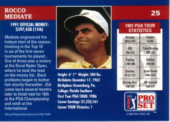 1992 Pro Set PGA Tour #25 Rocco Mediate Back