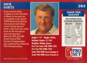 1992 Pro Set PGA Tour #263 Dick Goetz Back