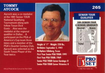 1992 Pro Set PGA Tour #265 Tommy Aycock Back