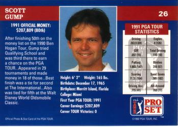1992 Pro Set PGA Tour #26 Scott Gump Back