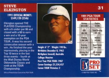 1992 Pro Set PGA Tour #31 Steve Elkington Back