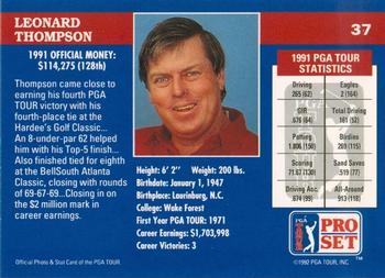 1992 Pro Set PGA Tour #37 Leonard Thompson Back