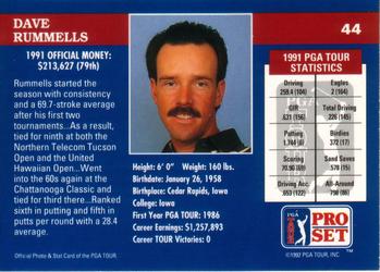 1992 Pro Set PGA Tour #44 Dave Rummells Back