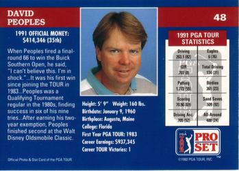 1992 Pro Set PGA Tour #48 David Peoples Back