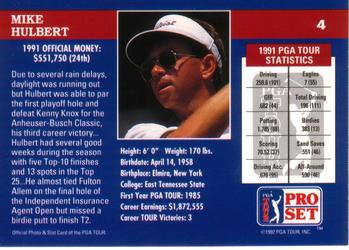 1992 Pro Set PGA Tour #4 Mike Hulbert Back