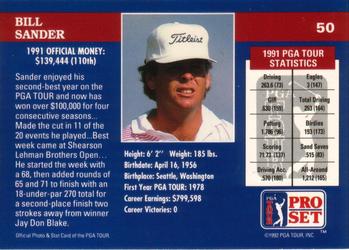 1992 Pro Set PGA Tour #50 Bill Sander Back
