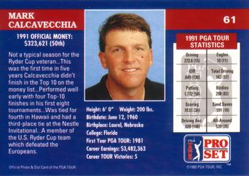 1992 Pro Set PGA Tour #61 Mark Calcavecchia Back