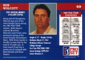 1992 Pro Set PGA Tour #69 Bob Wolcott Back