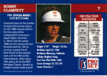 1992 Pro Set PGA Tour #7 Bobby Clampett Back