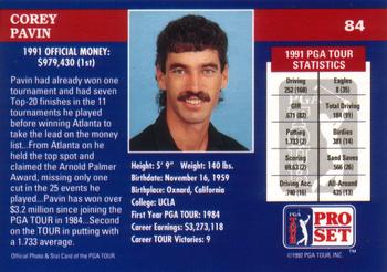 1992 Pro Set PGA Tour #84 Corey Pavin Back