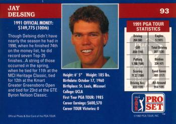 1992 Pro Set PGA Tour #93 Jay Delsing Back