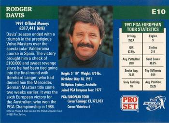 1992 Pro Set PGA Tour #E10 Rodger Davis Back